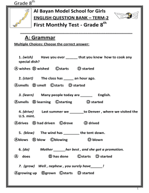 English Grammar Test With Answers Pdf Fill Online Printable 