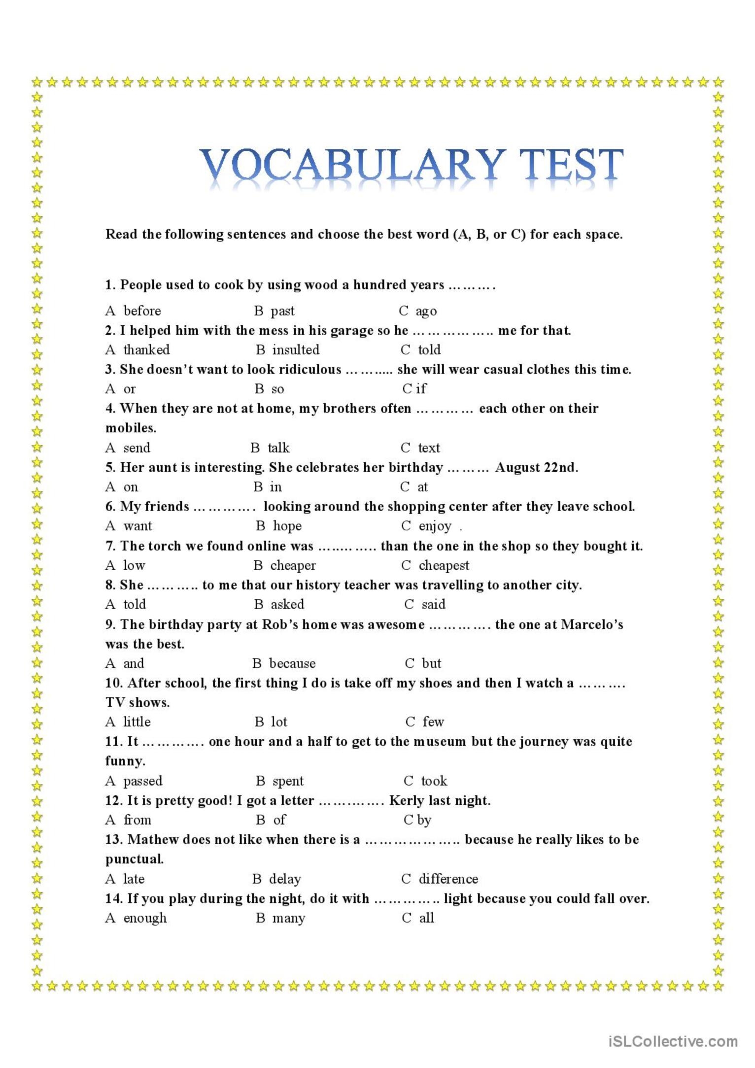 101 english grammar test questions