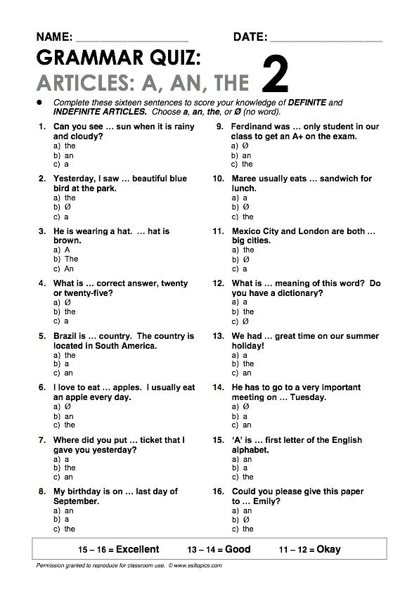 50 grammar questions and answers
