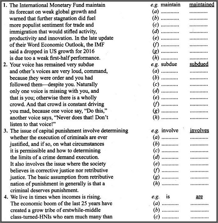 English Grammar Worksheet For Class 10