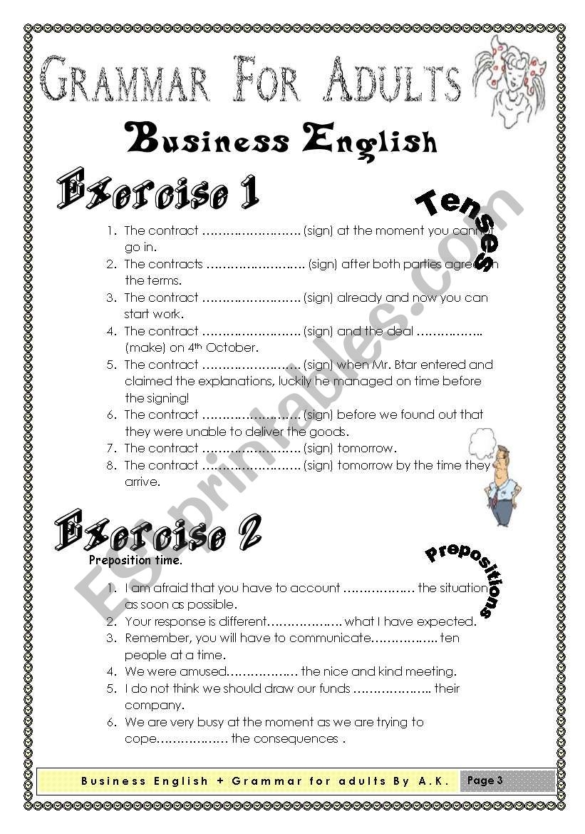 grammar worksheets for adults