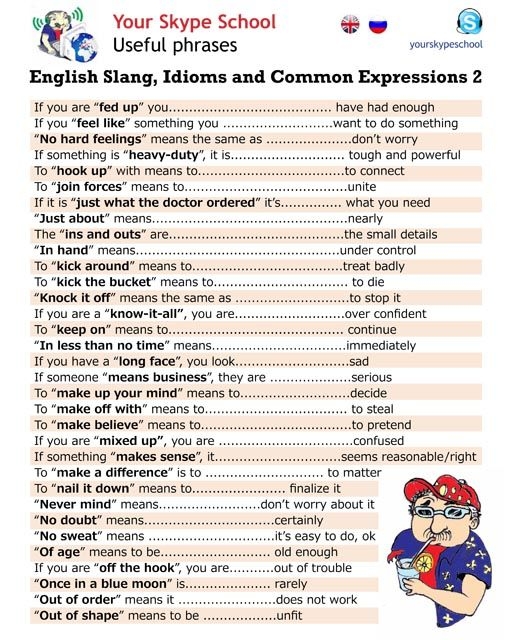 English Slang Idioms And Expressions English Learn Site