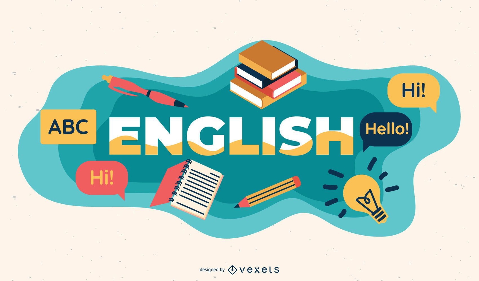 English Subject Illustration Vector Download