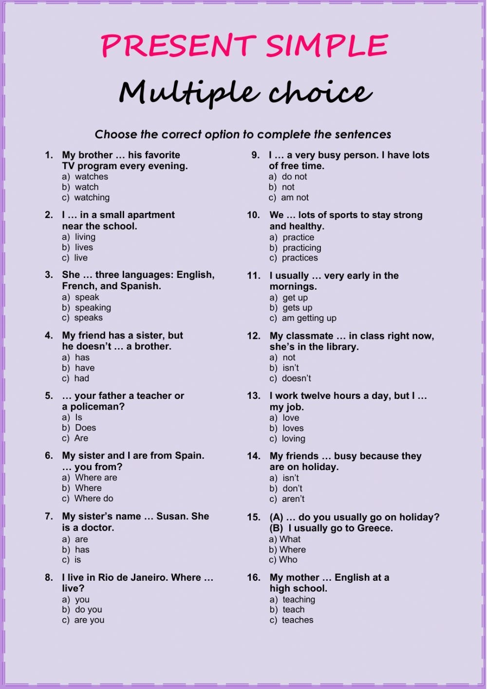 English Test English Grammar Worksheets English Lessons For Kids 
