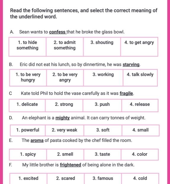 English Vocabulary Development Worksheet For 2nd 3rd Grade