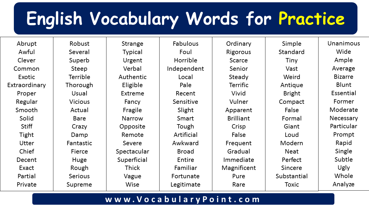 vocabulary words in english