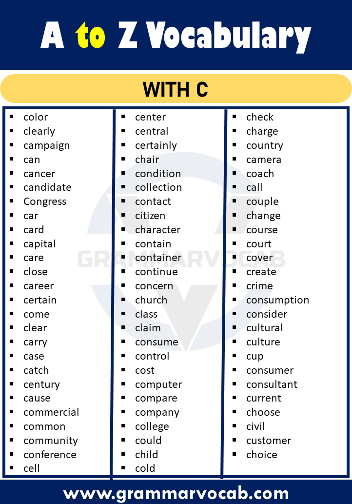 English Vocabulary Words List Learn Words From A Z GrammarVocab