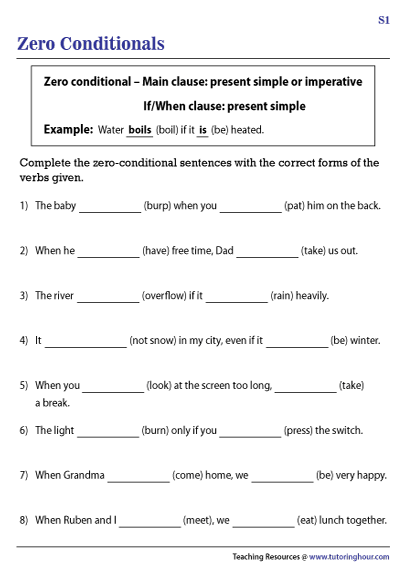 English Worksheets Zero And First Conditional NBKomputer