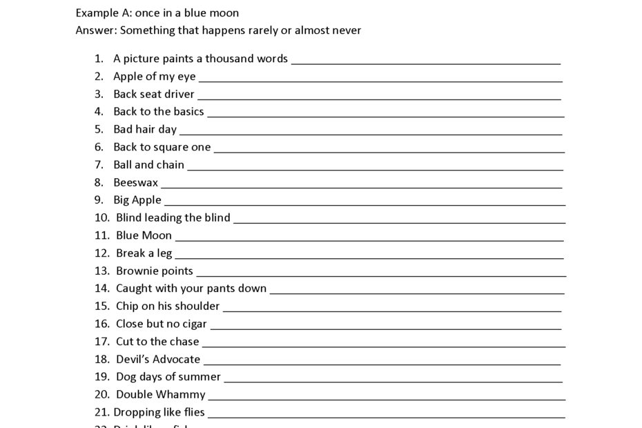 Englishlinx Idioms Worksheets