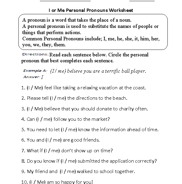 Englishlinx Pronouns Worksheets