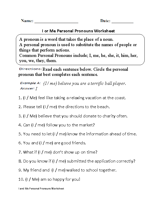 Englishlinx Pronouns Worksheets