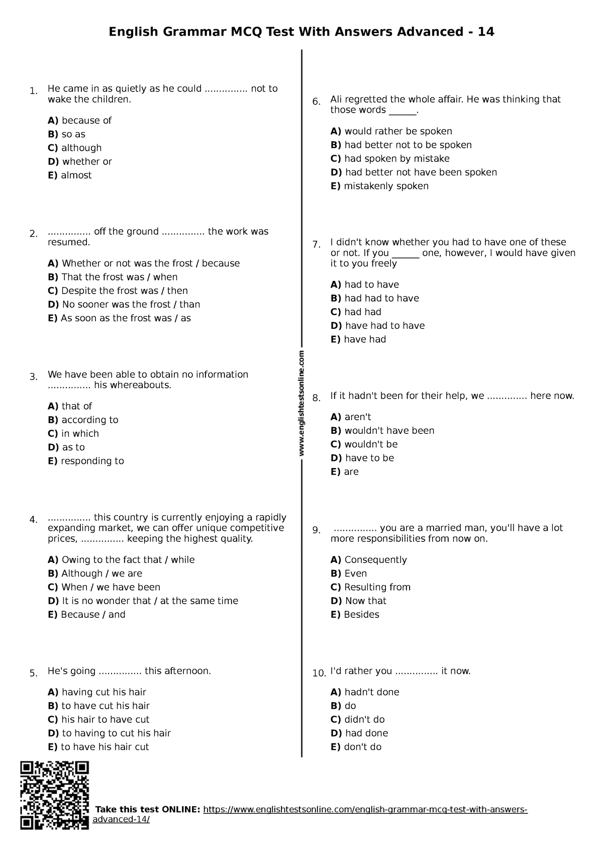 100 grammar questions