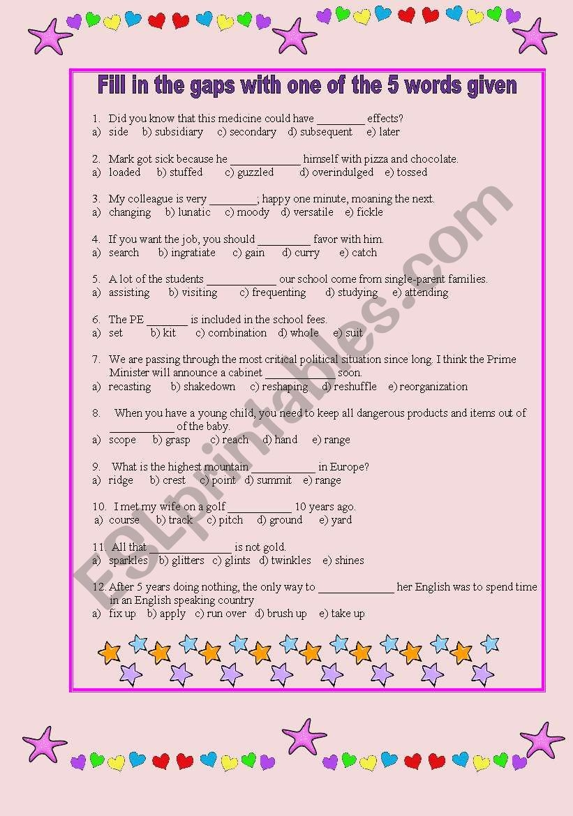 Enlarge Your Vocabulary Key Included ESL Worksheet By Gdinca