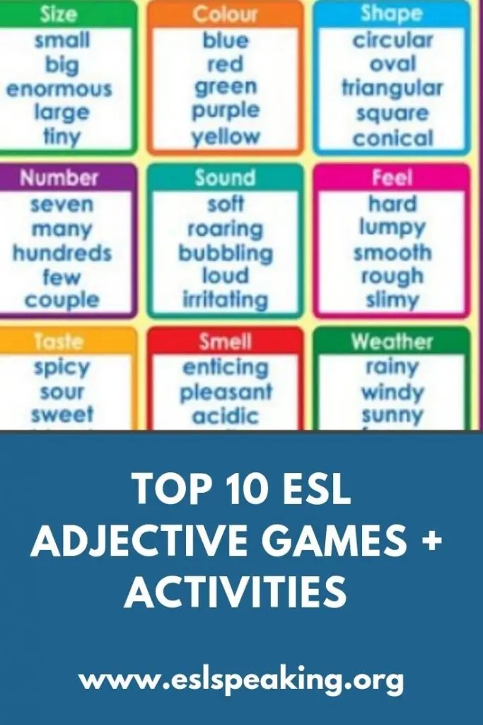 ESL Adjectives Games Activities Adjective ESL Lesson Plan Ideas