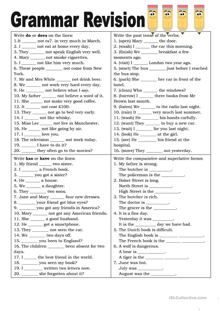 Esl Printable Grammar Worksheets Printable Worksheets