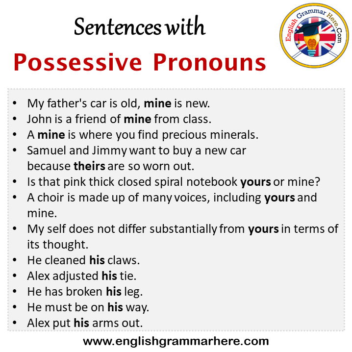 Examples Of Possessive Pronouns In Sentences Pronouns 52 OFF