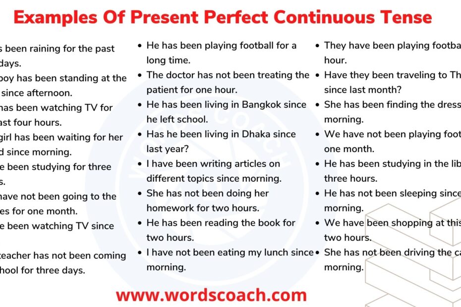 Exercises For Present Perfect Continuous Tense Infoupdate