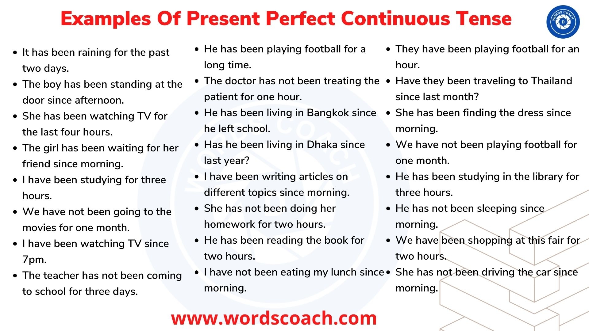 Exercises For Present Perfect Continuous Tense Infoupdate