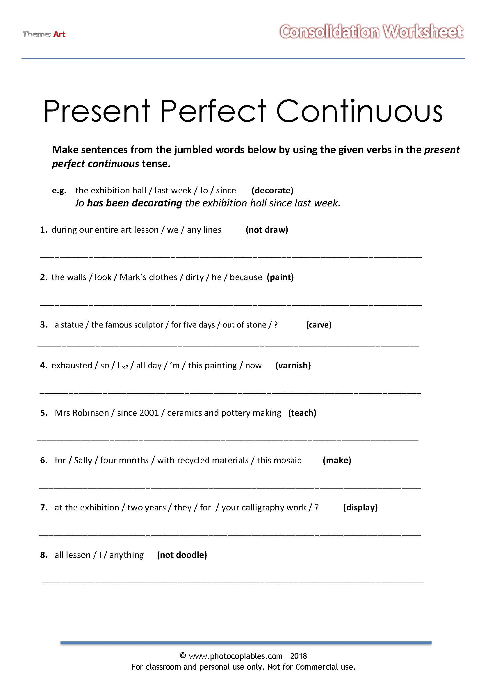 Exercises For Present Perfect Continuous Tense Infoupdate