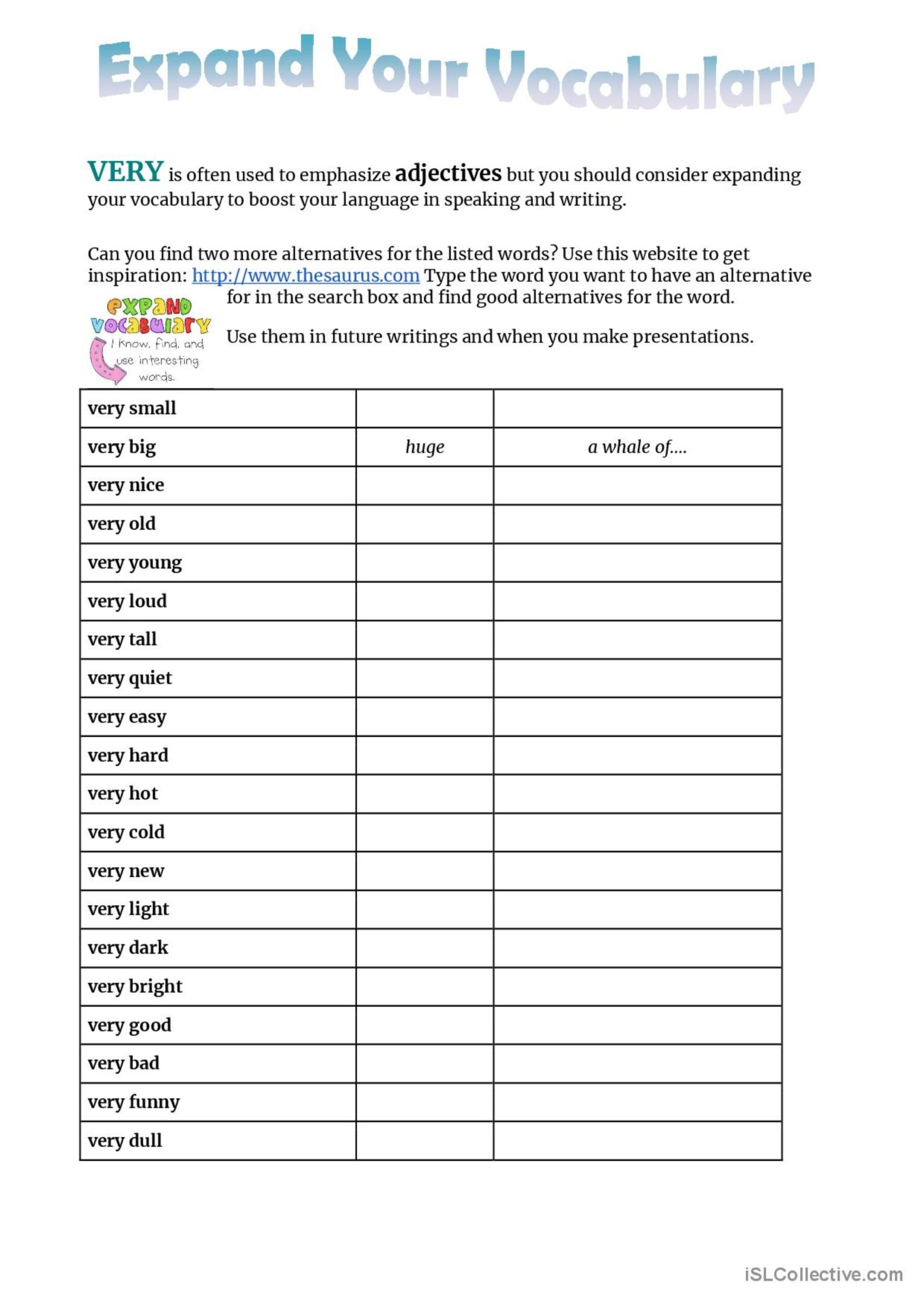 Expand Your Vocabulary General Gramm English ESL Worksheets Pdf Doc