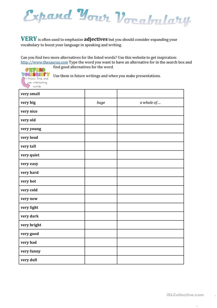 Expand Your Vocabulary Worksheet Free Esl Printable Worksheets With 