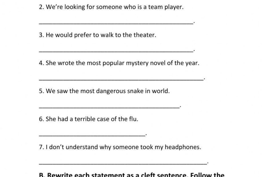 Extra Grammar Practice Cleft Sentences Worksheet Live Worksheets