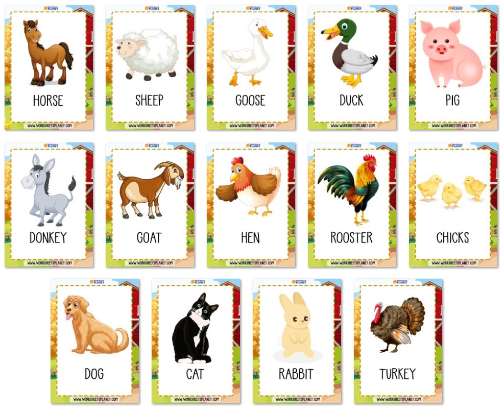 Farm Animals Vocabulary Flashcards ESL Resources