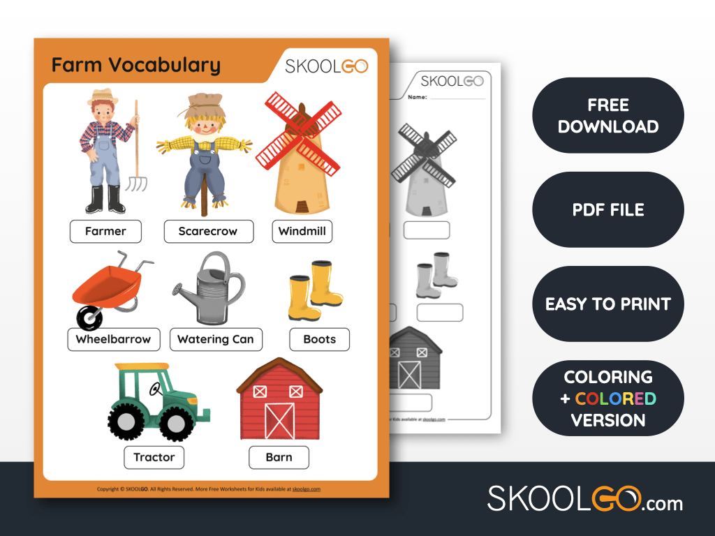 Farm Vocabulary Free Worksheet SKOOLGO