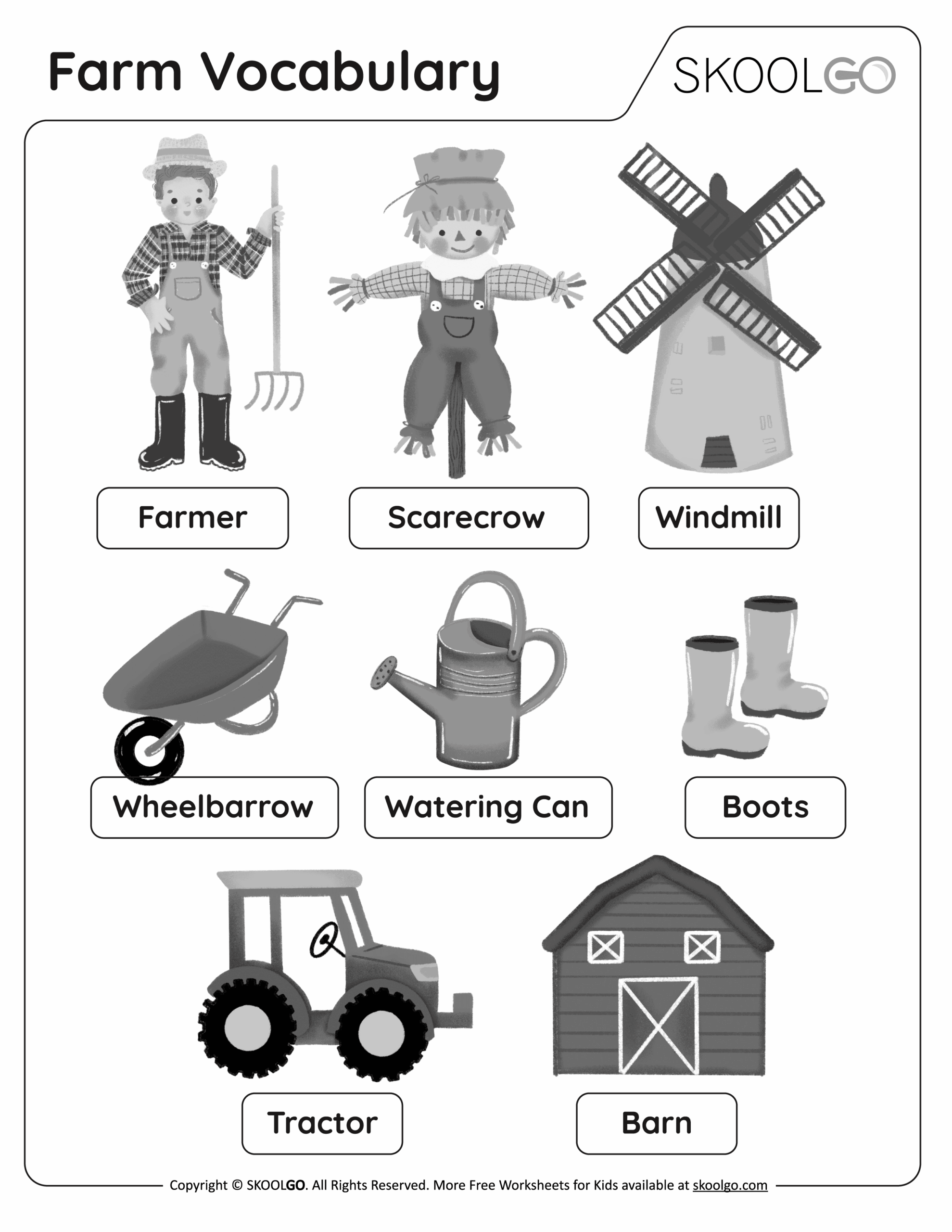 Farm Vocabulary Free Worksheet SKOOLGO