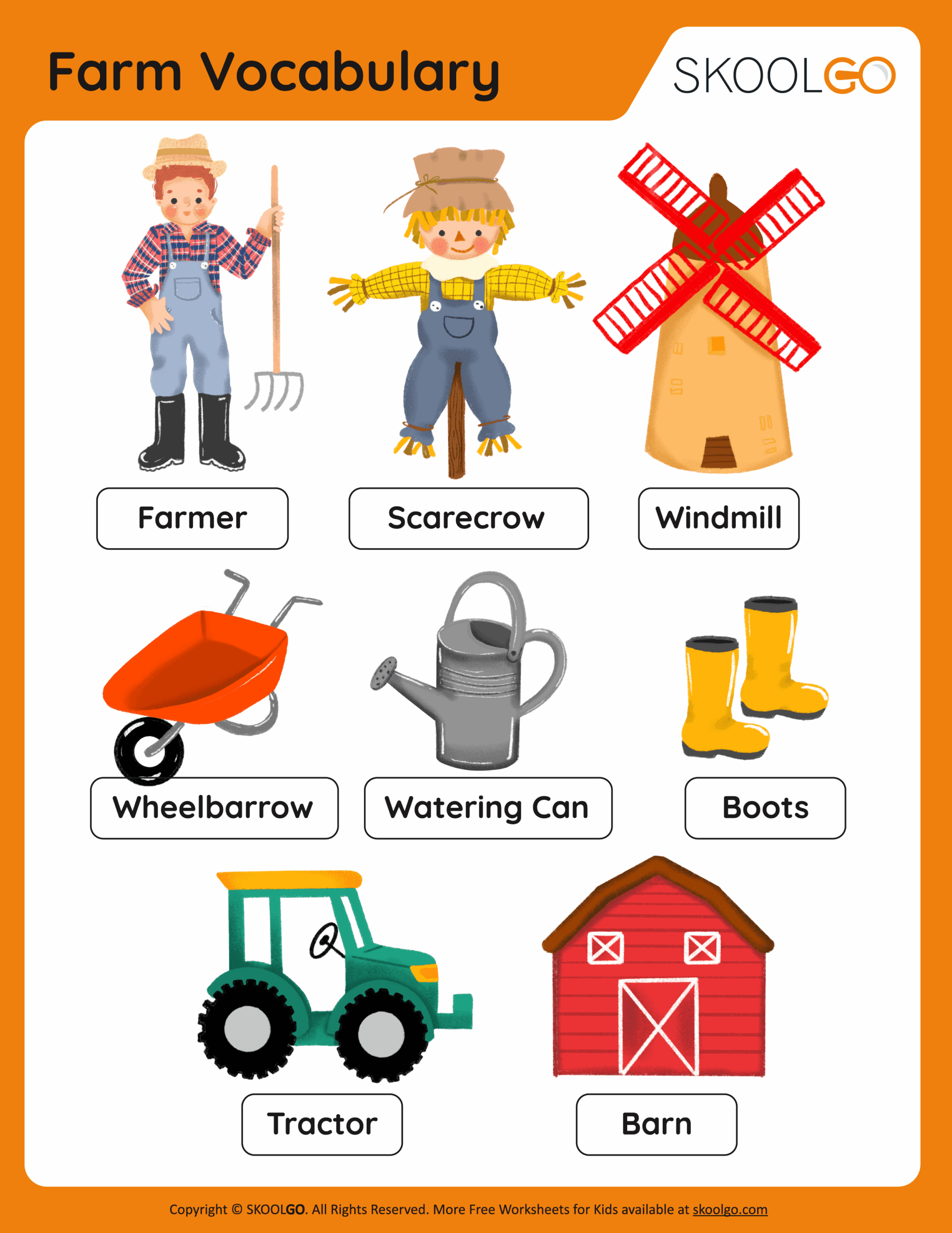 Farm Vocabulary Free Worksheet SKOOLGO