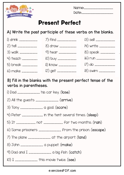 present perfect tense exercises pdf