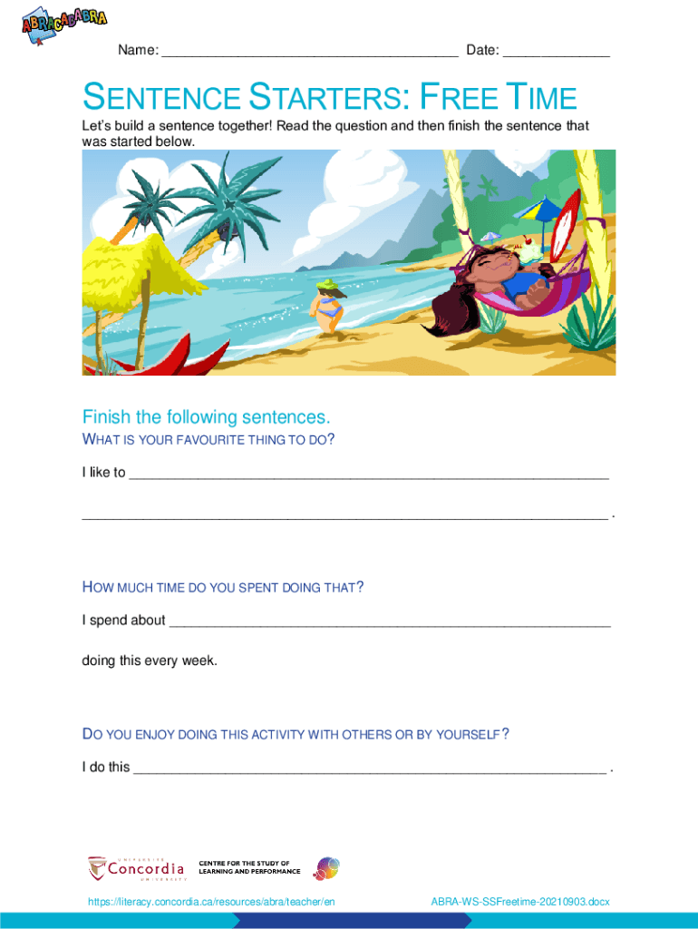 Fillable Online Sentence Starters To Broaden Your Vocabulary In Fax 