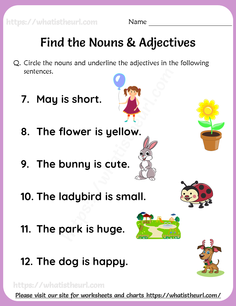 Find The Nouns Adjectives Worksheets For Grade 1 Your Home Teacher
