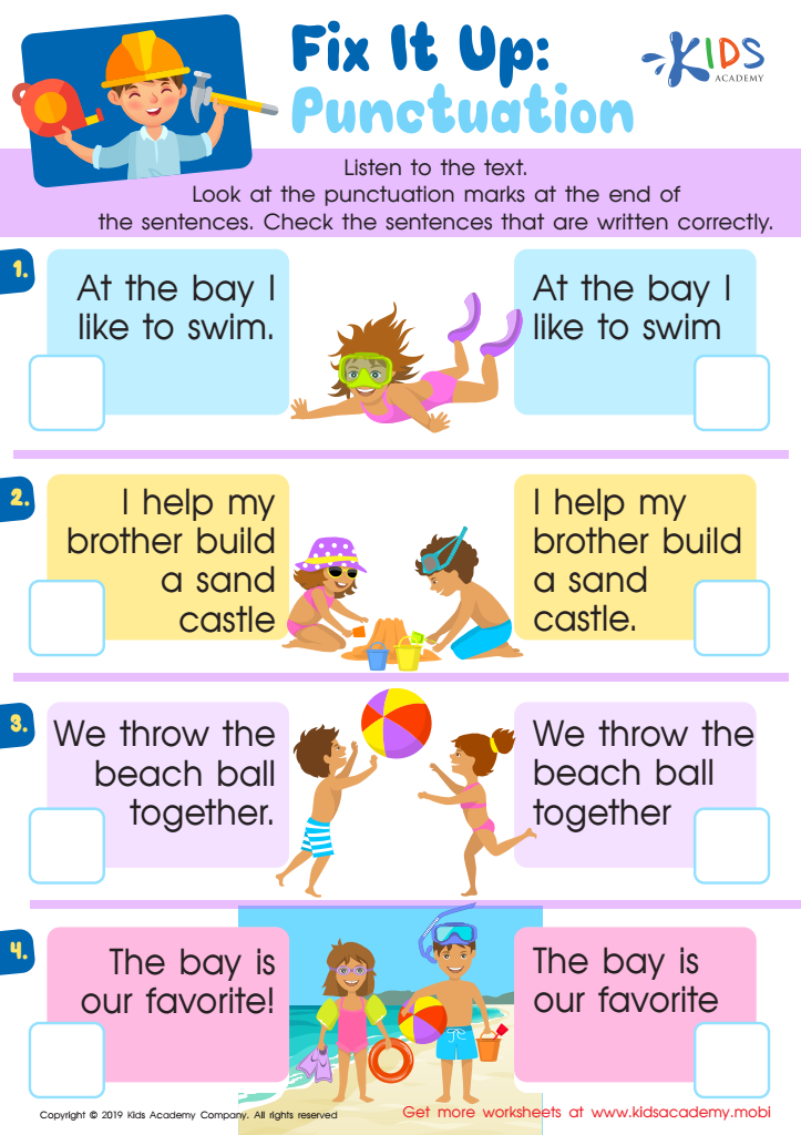 Fix Punctuation Worksheet For Kids