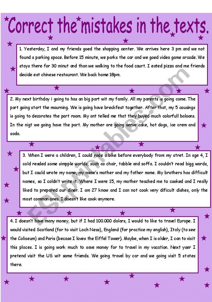grammar errors in paragraph