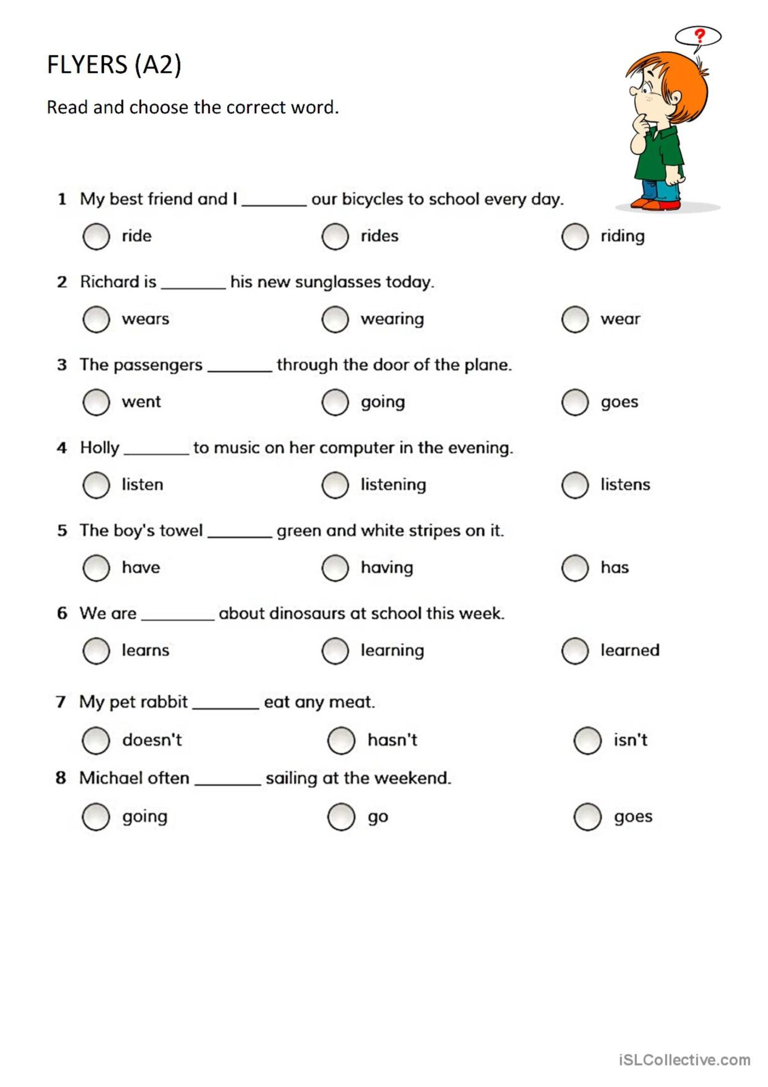 FLYERS A2 grammar Practice English ESL Worksheets Pdf Doc