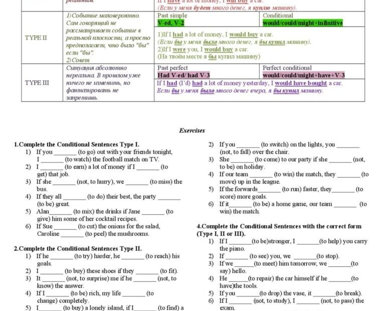 Four Types Of Conditional Sentences Deutsch DAF Arbeitsbl tter Pdf Doc
