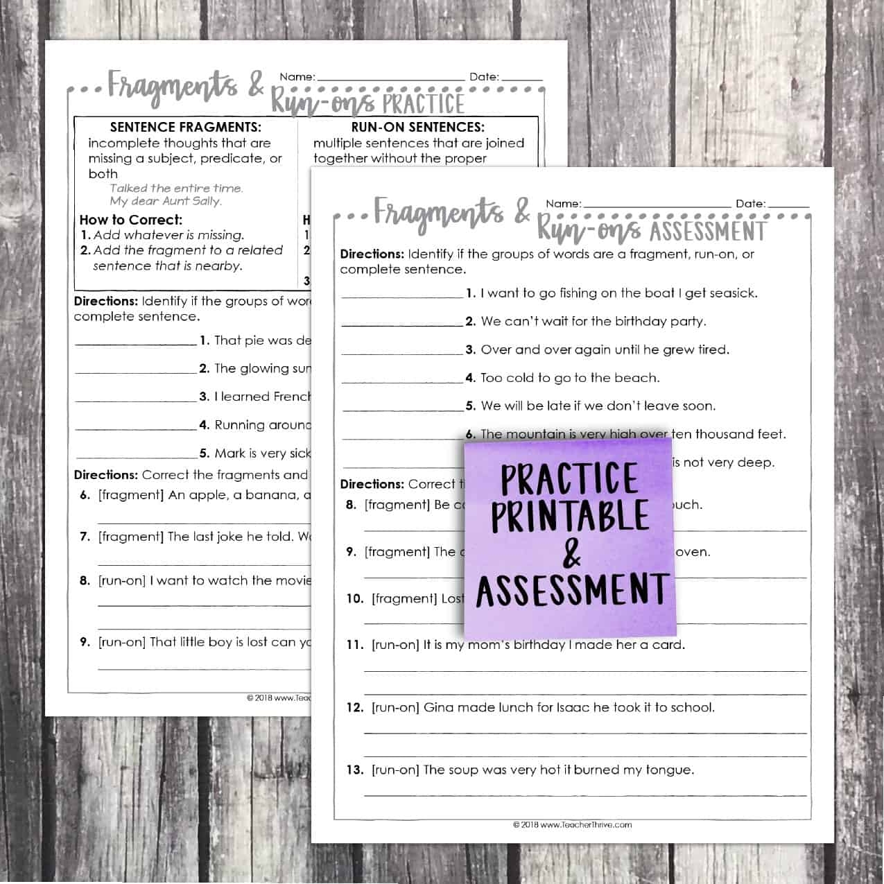 Fourth Grade Grammar Correcting Fragments And Run ons Teacher Thrive