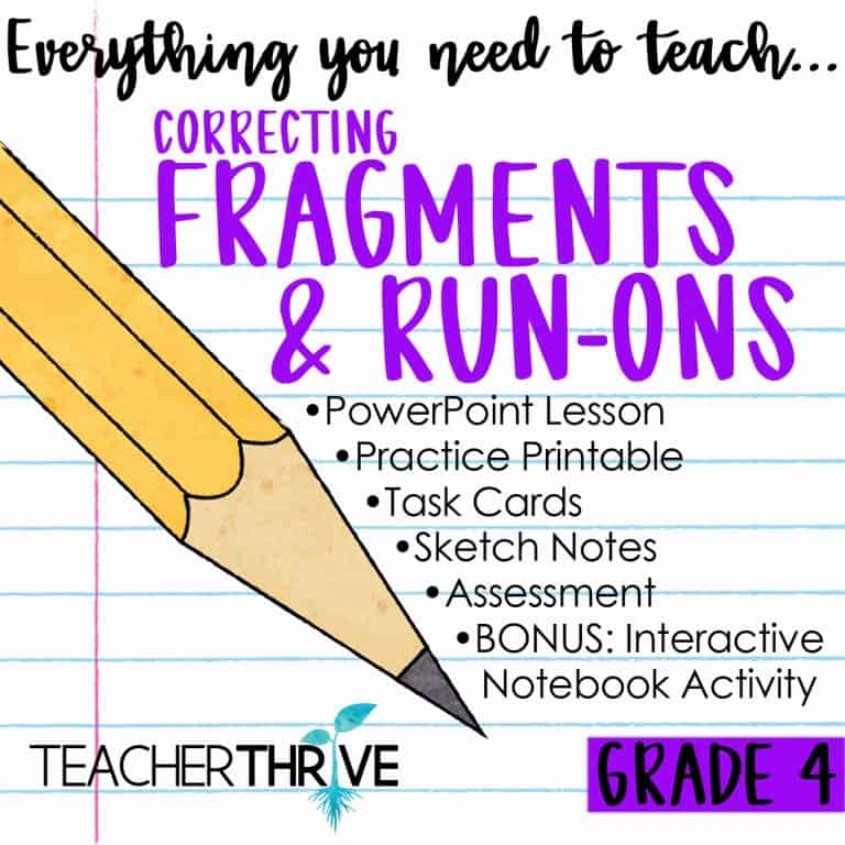 Fourth Grade Grammar Correcting Fragments And Run ons Teacher Thrive