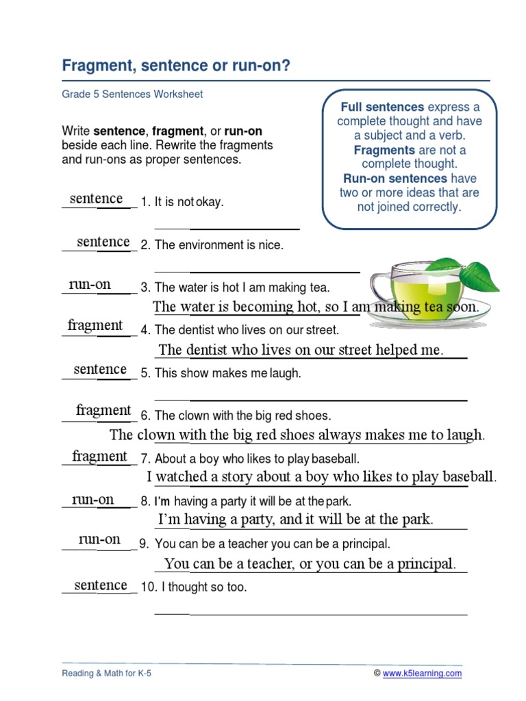 Fragment Run On Or Sentence Worksheet Live Worksheets Worksheets 
