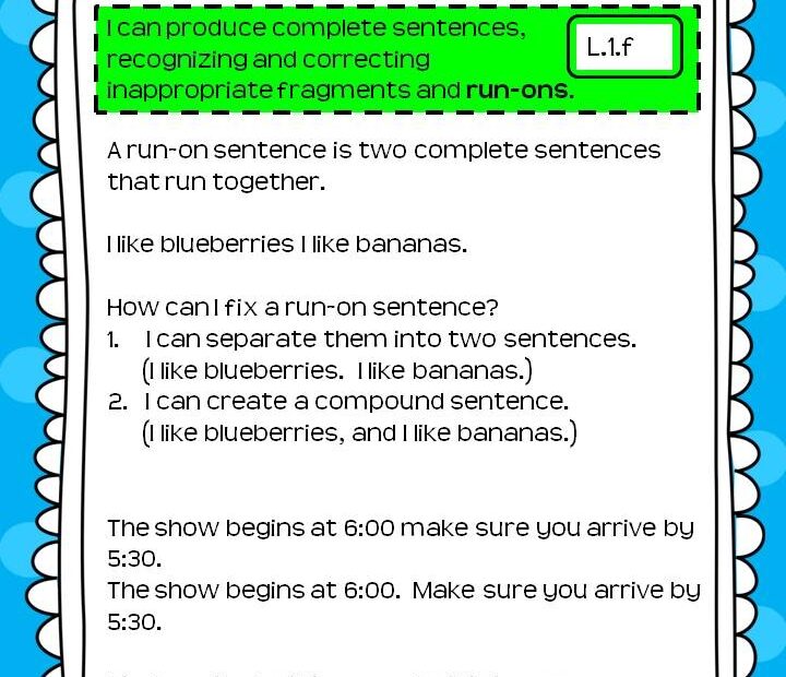 Fragments And Run Ons Worksheets Printable PDF Template