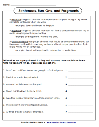 Fragments Worksheets 15 Worksheets Worksheets Library