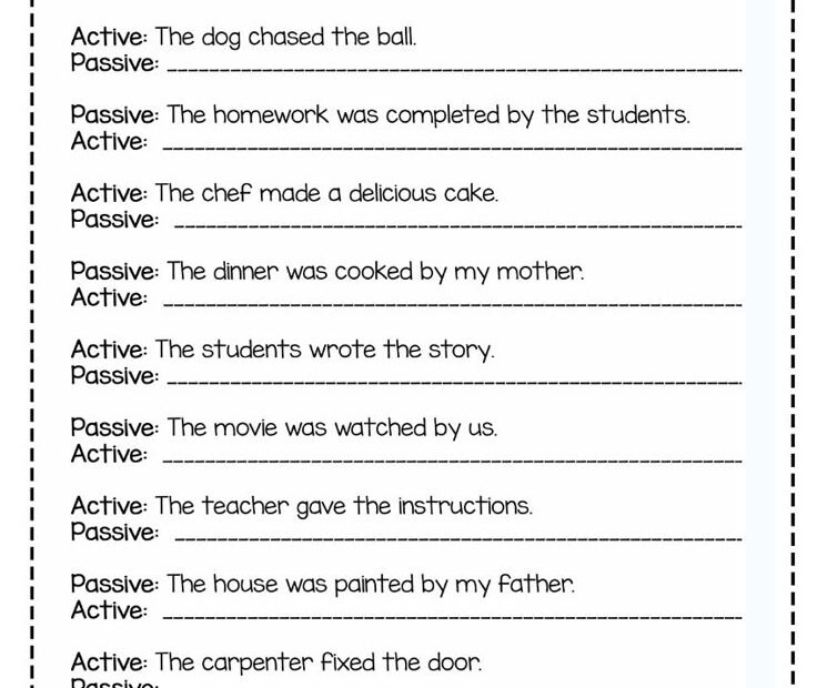 Free Active And Passive Voice Worksheets PDF Active And Passive Voice