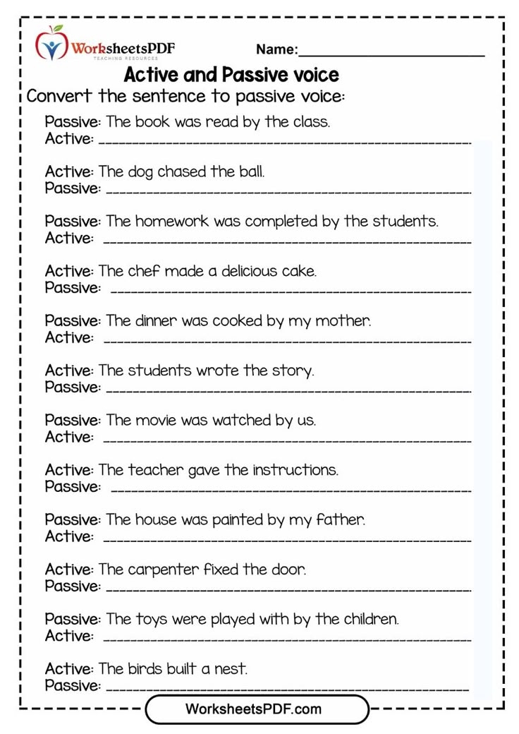 Free Active And Passive Voice Worksheets PDF Active And Passive Voice 