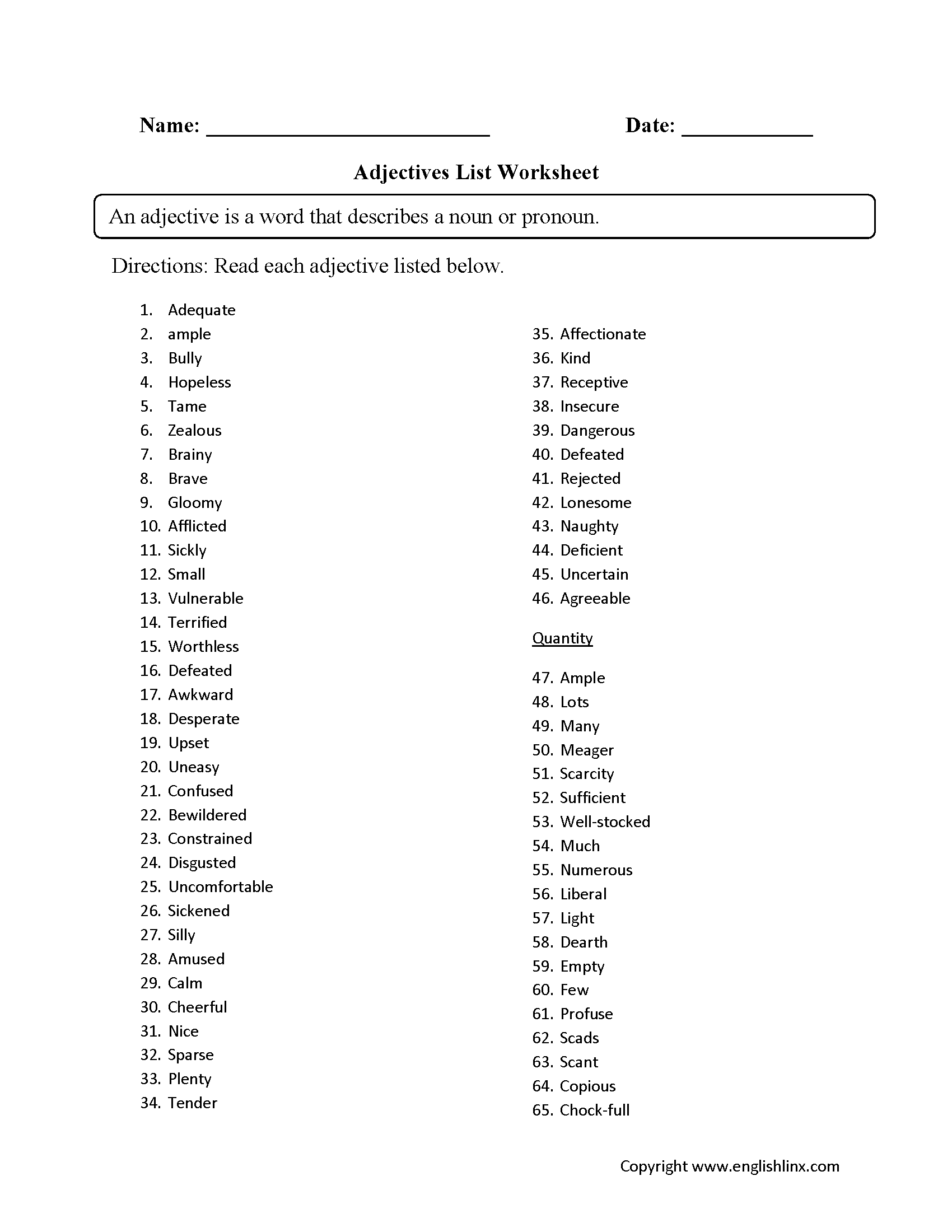 Free Adjective Worksheet Free Download Free Adjective Worksheet Free 