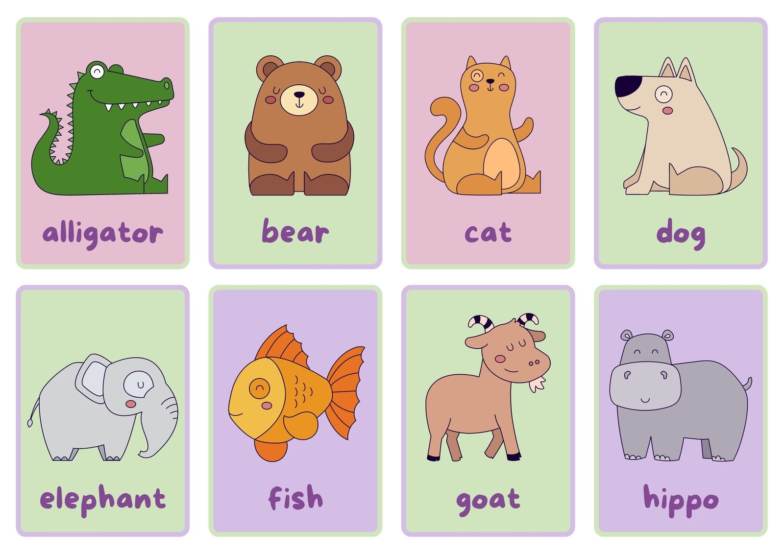 Free Animal Flashcards To Customize And Print Canva Worksheets Library