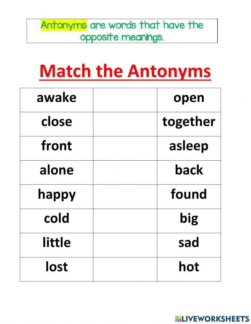 Free Antonyms And Synonyms Worksheet Download Free Antonyms And 