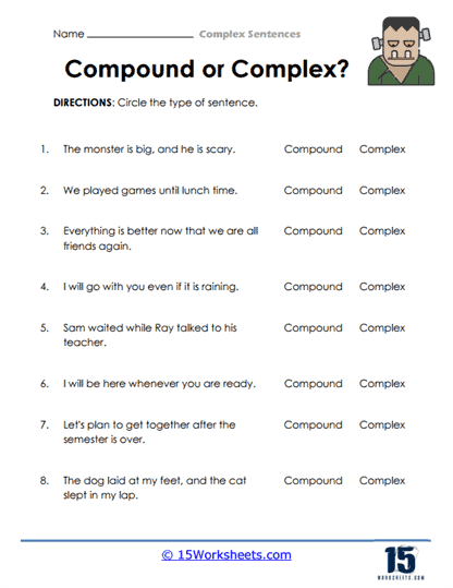 Free Compound Complex Sentence Worksheet Download Free Compound 