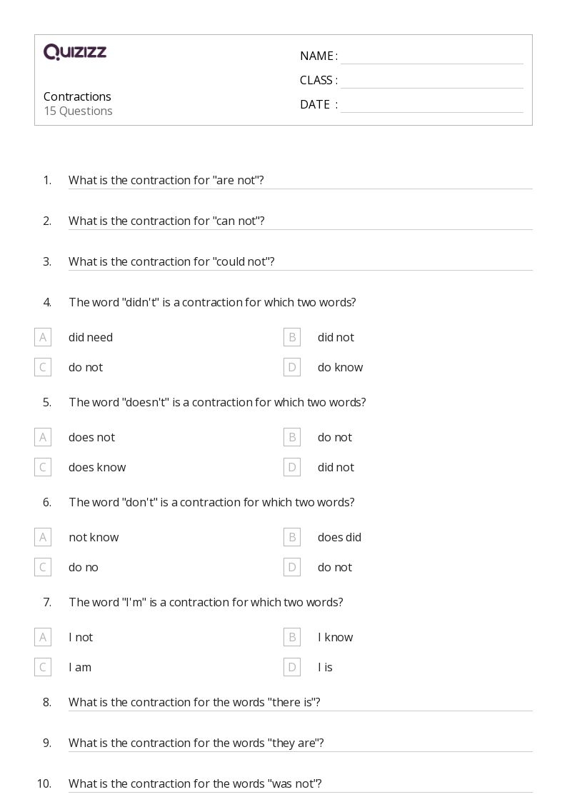 Free Contractions Worksheet 4th Grade Download Free Contractions 