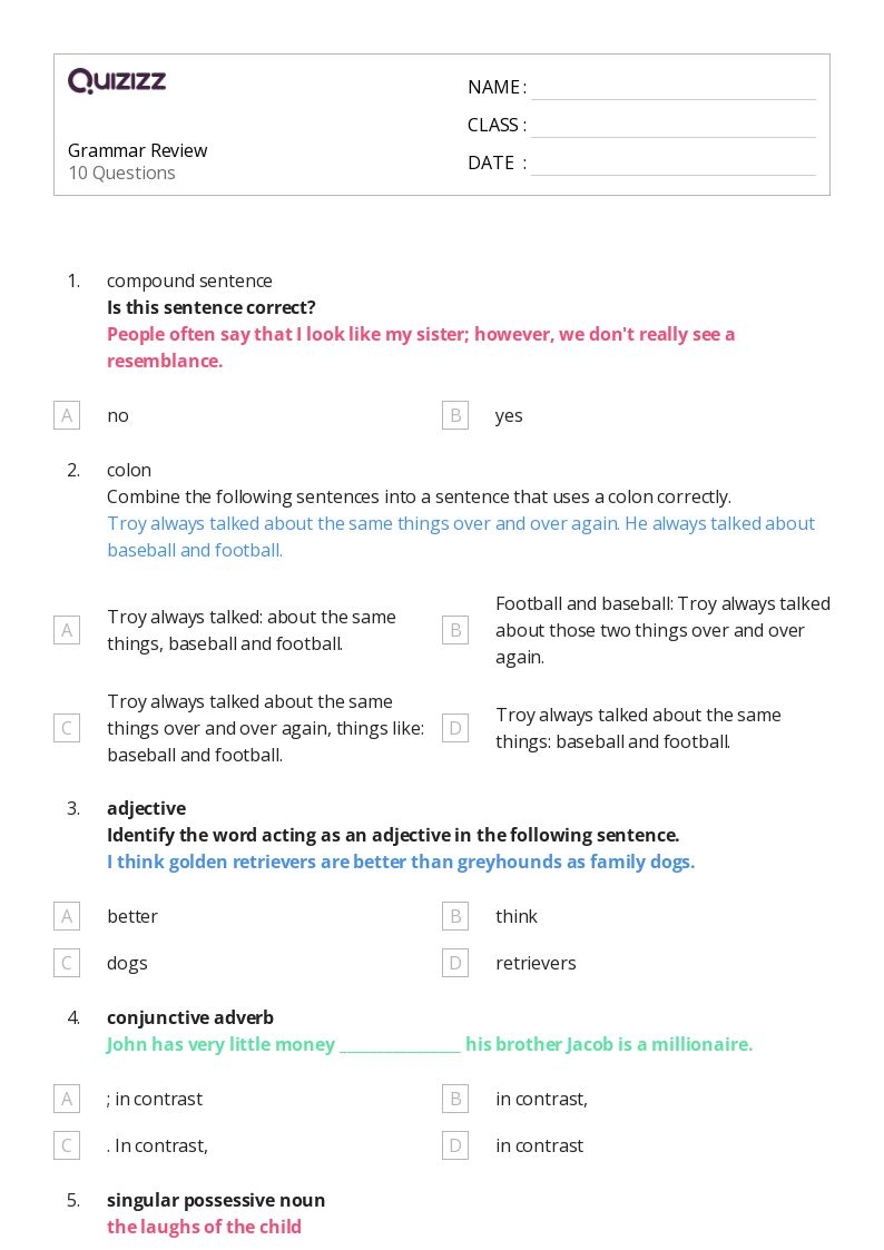Free Free Printable 8th Grade Grammar Worksheet Download Free Free 